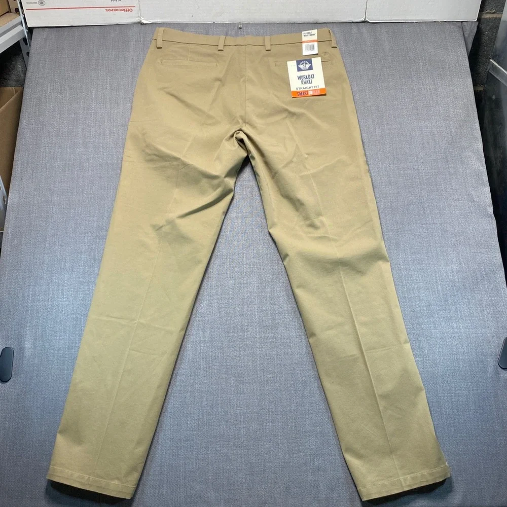 Dockers Workday Khaki Mens 38x34 Tan Straight Fit Smart 360 Flex Chino Pants NEW
